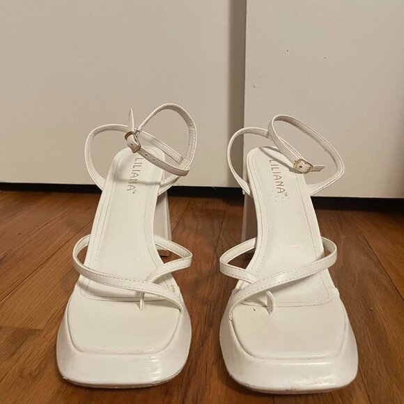 Ankle Wrap White Liliana Block high heelsSize... - Picture 1 of 8
